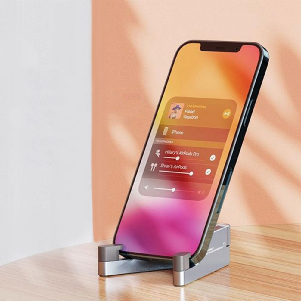 Faltbare Aluminium Smartphone / Tablet Halterung Tisch Ständer - Silber