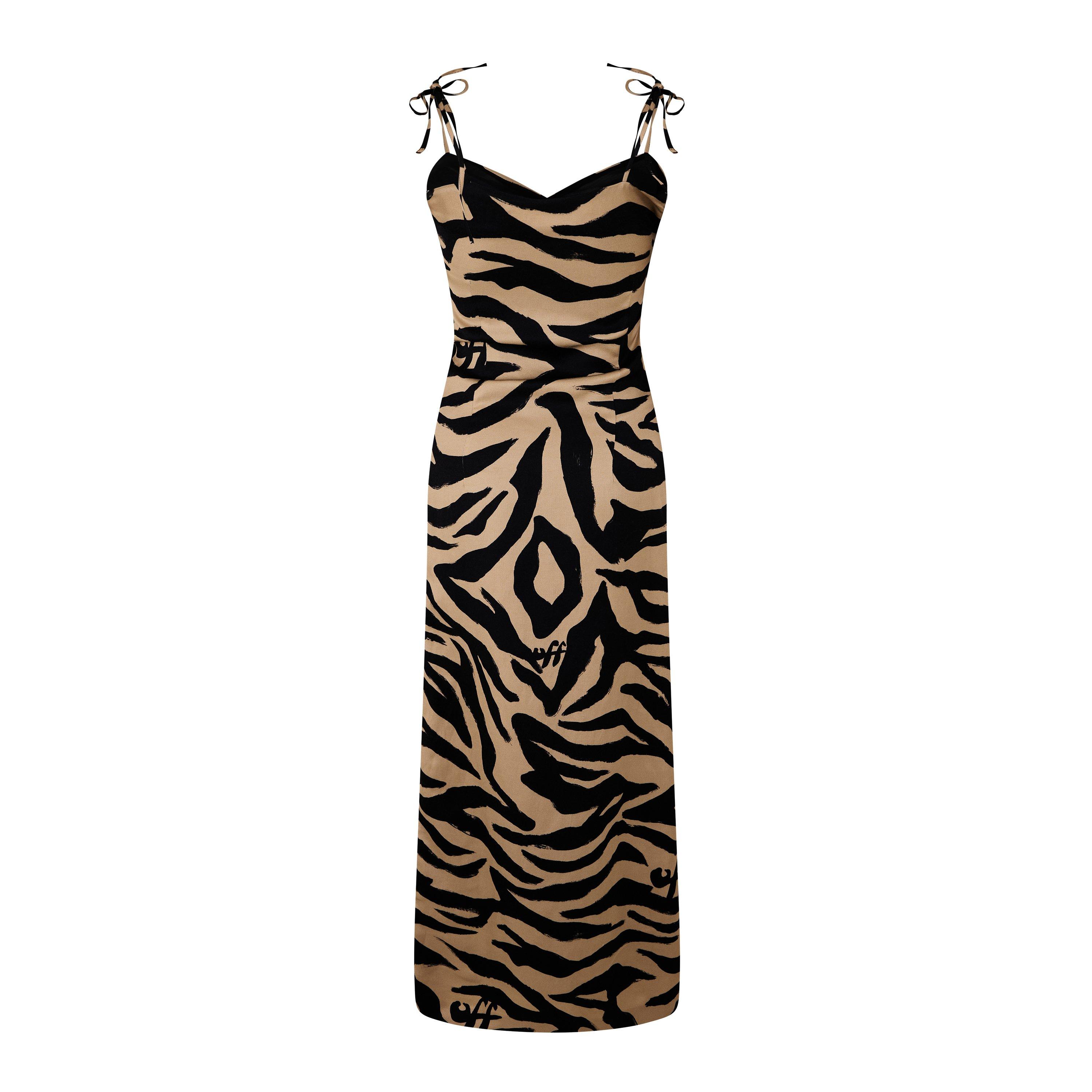 Off White Zebra Midi Dress