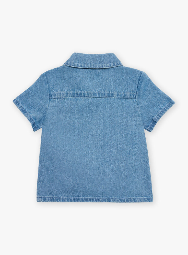 Chemise en denim bleue à manches courtes