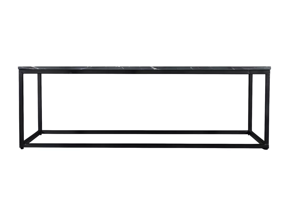 Saku - Table basse en marbre noir et métal 120x65cm - Noir