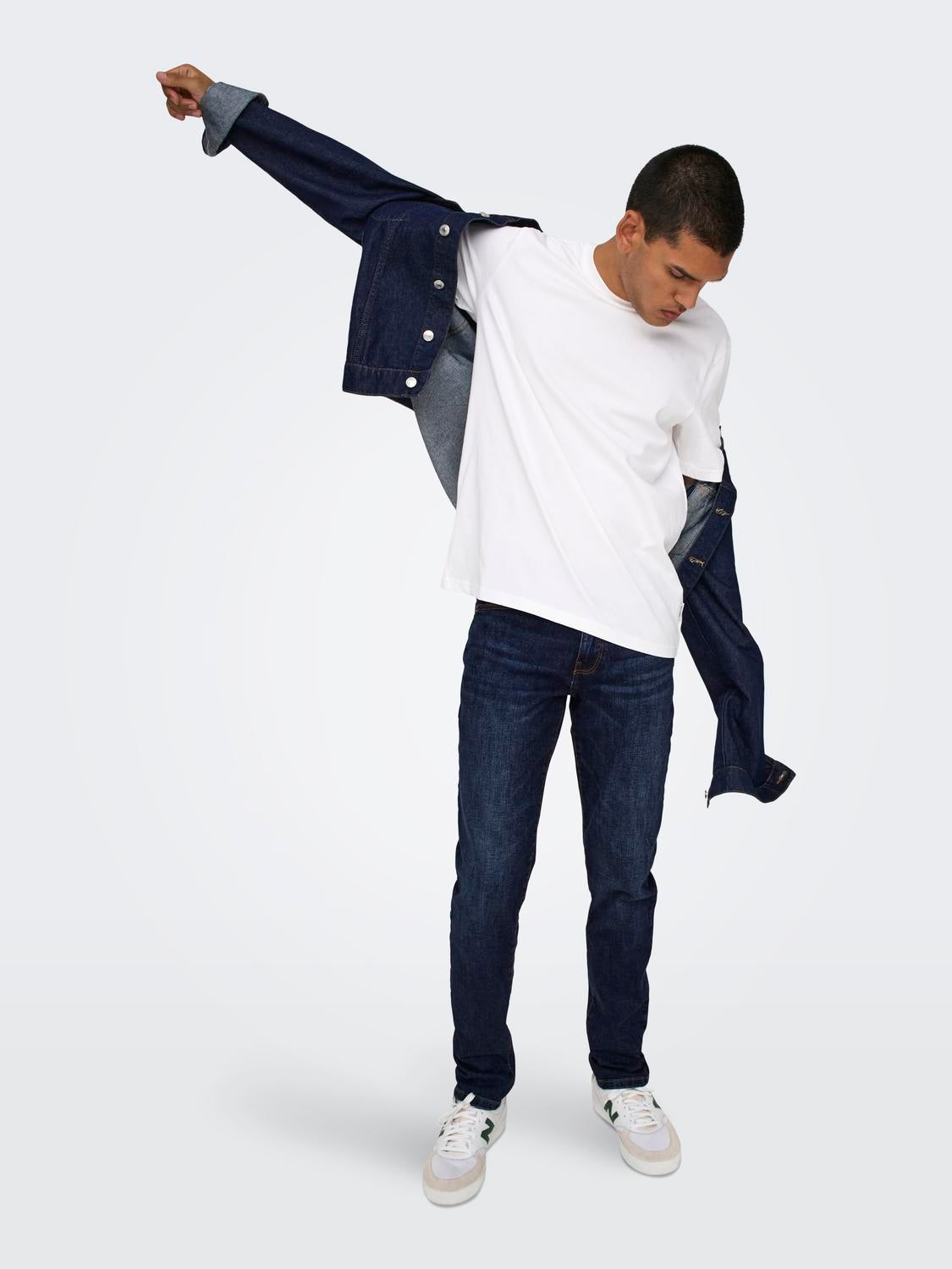 ONSLOOM Mittlere Taille Slim Fit Jeans Dark Blue Denim