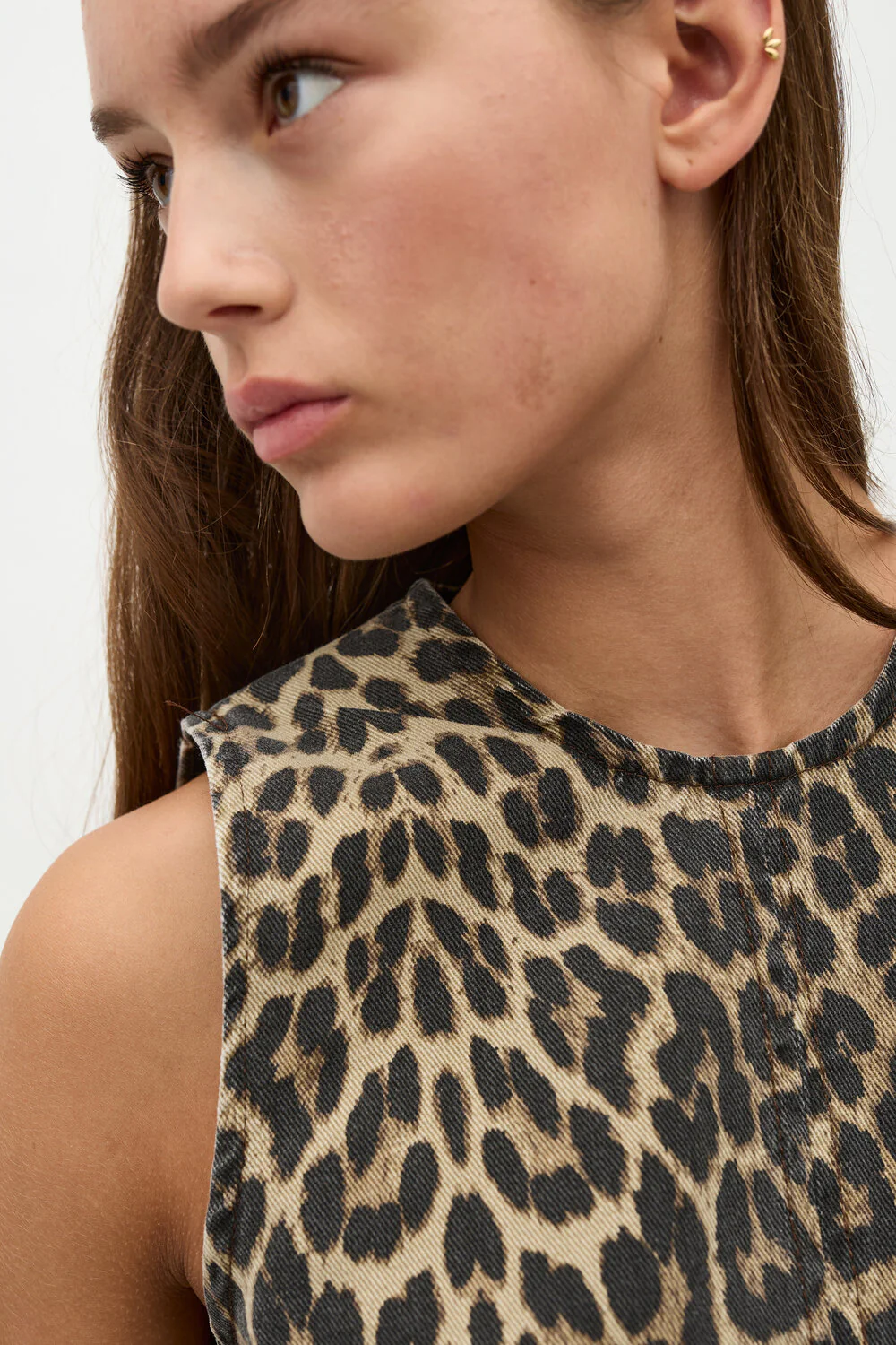 Global Funk  Rhiann-G denimkjole - P35 Leopard Mist