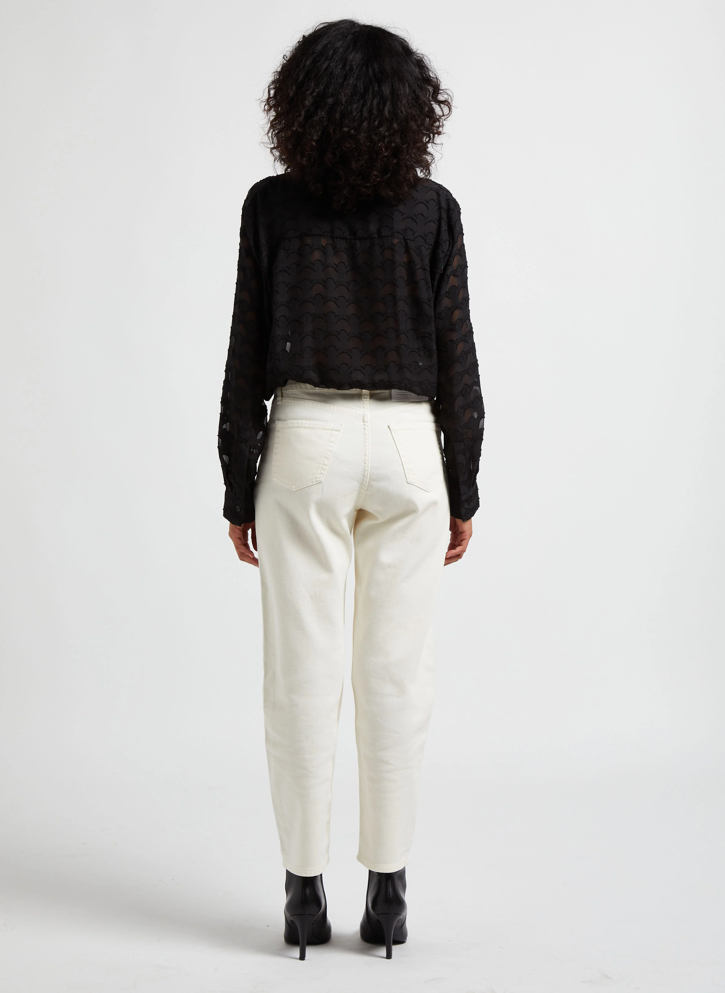 SPARK - Jean taille haute droit en coton| Blanc