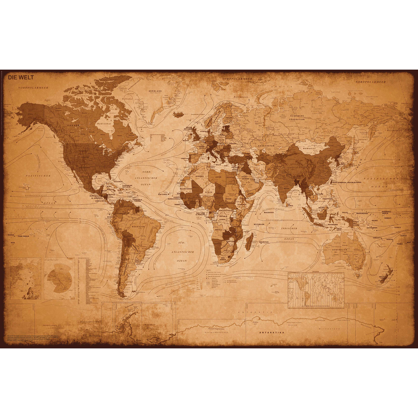 Deco Panel WELTKARTE ANTIK - 60x90 cm
