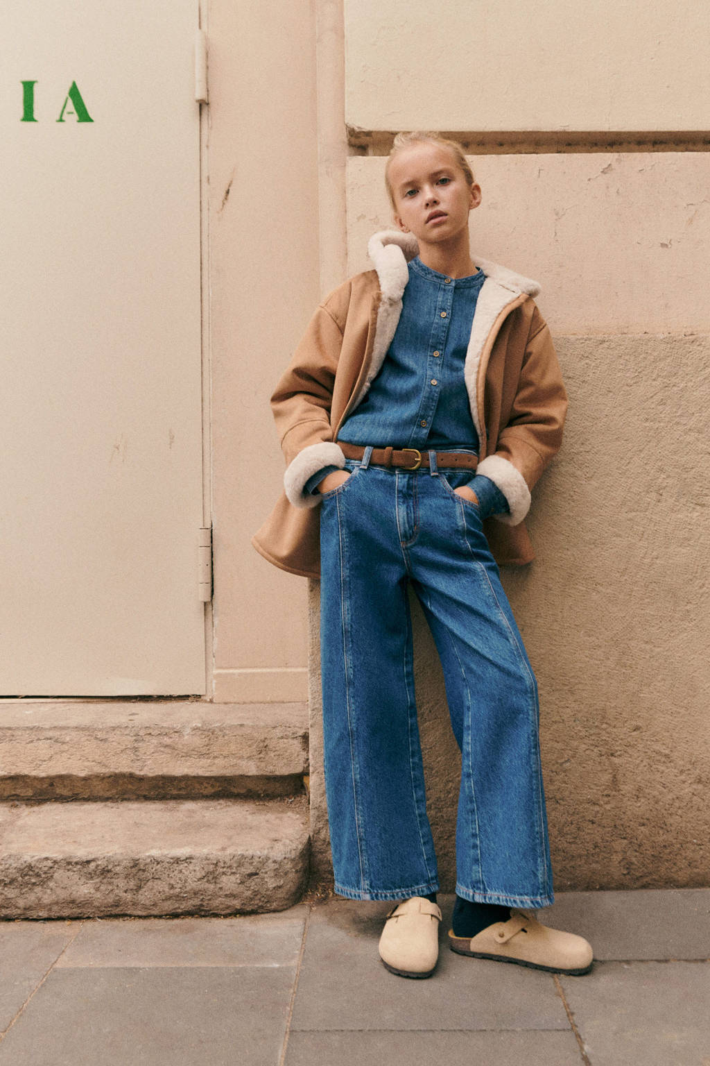 Mango Kids winterjas lichtbruin