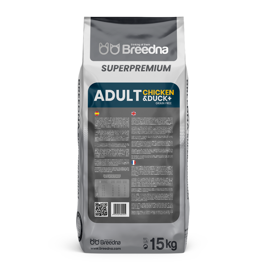 Ração Breedna Grain Free com Frango e Pato para Cães+