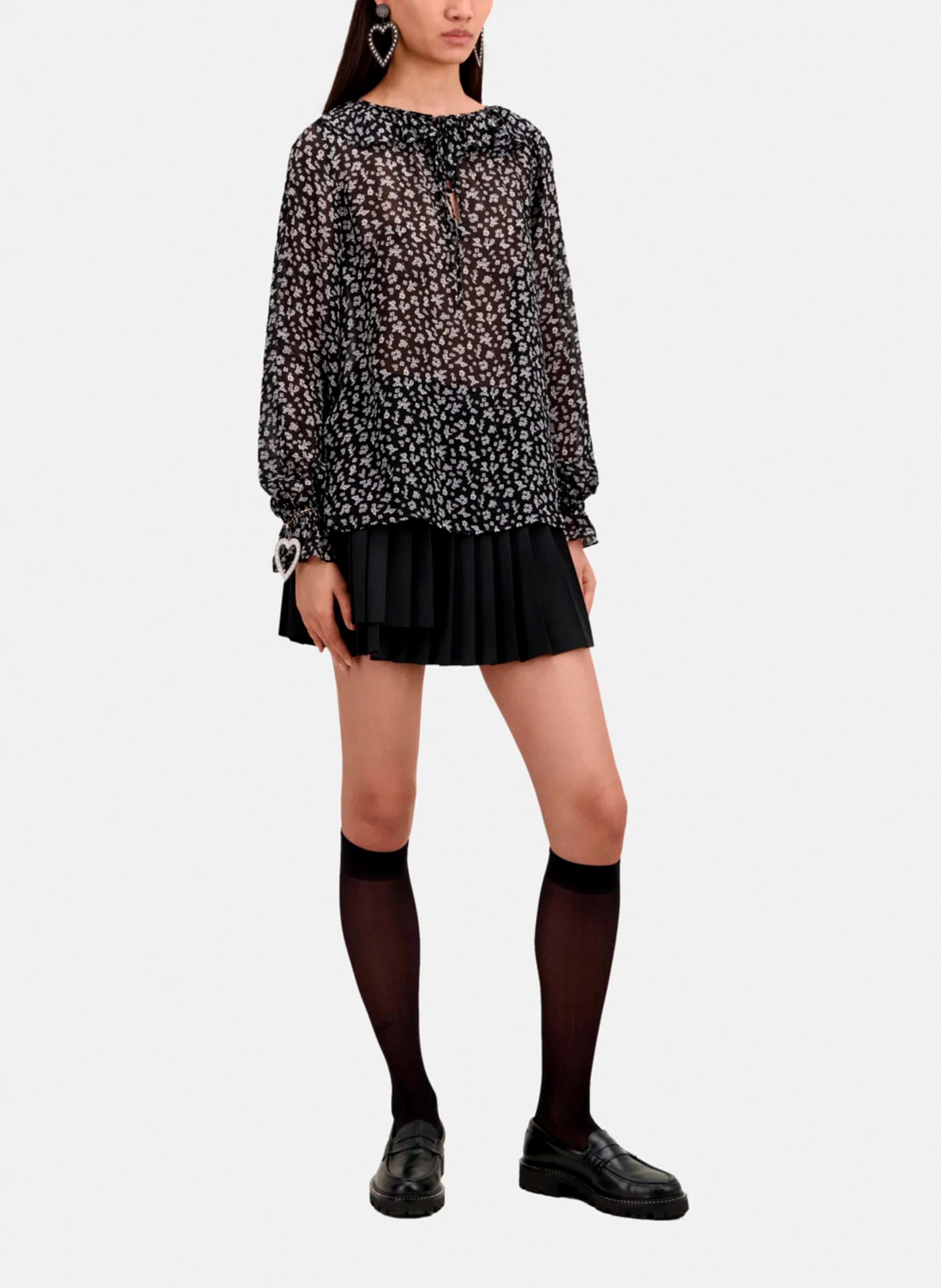 Blouse col tunisien| Noir