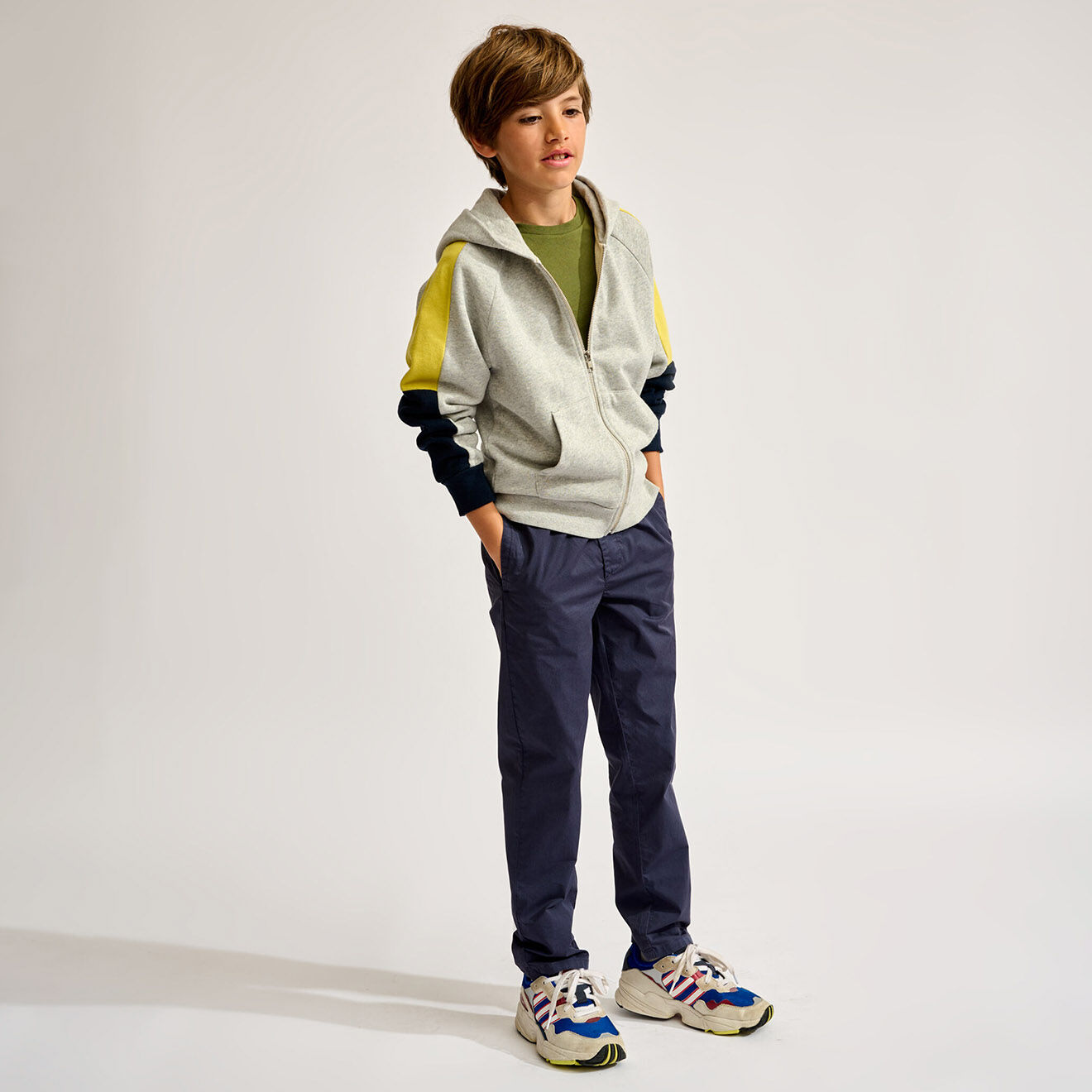 Bellerose Sweat à capuche zippé Foude gris clair