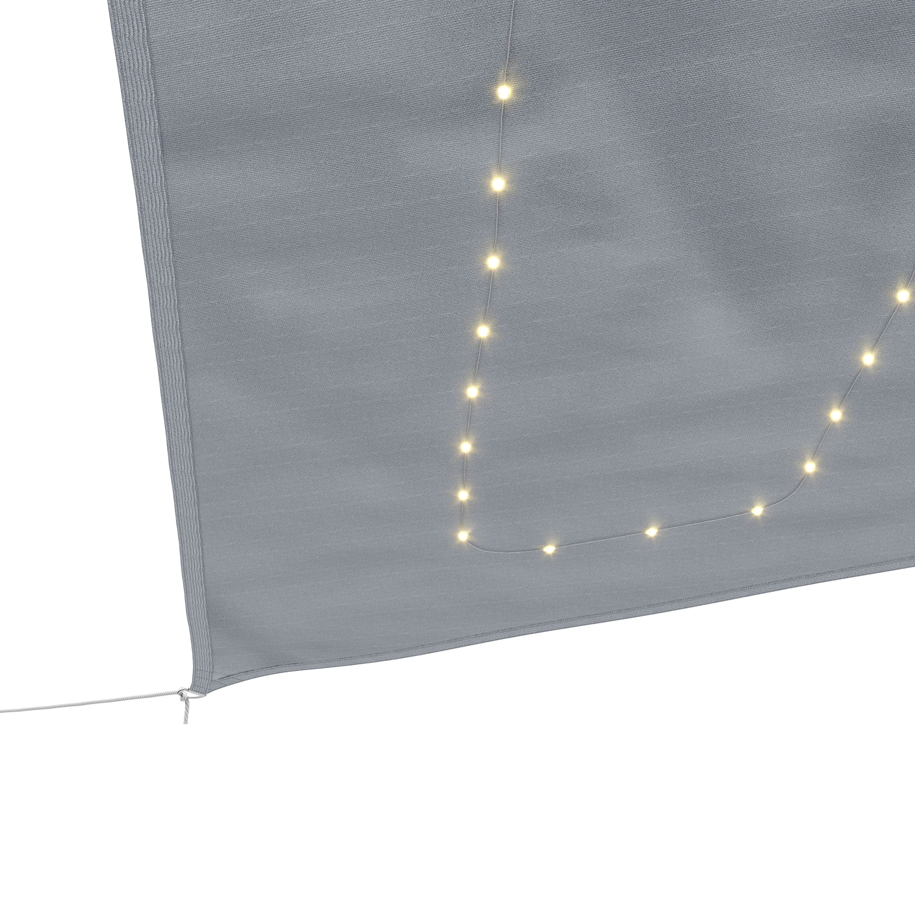 Sonnensegel Dreieck mit LED 3 x 3 x 3 m grau