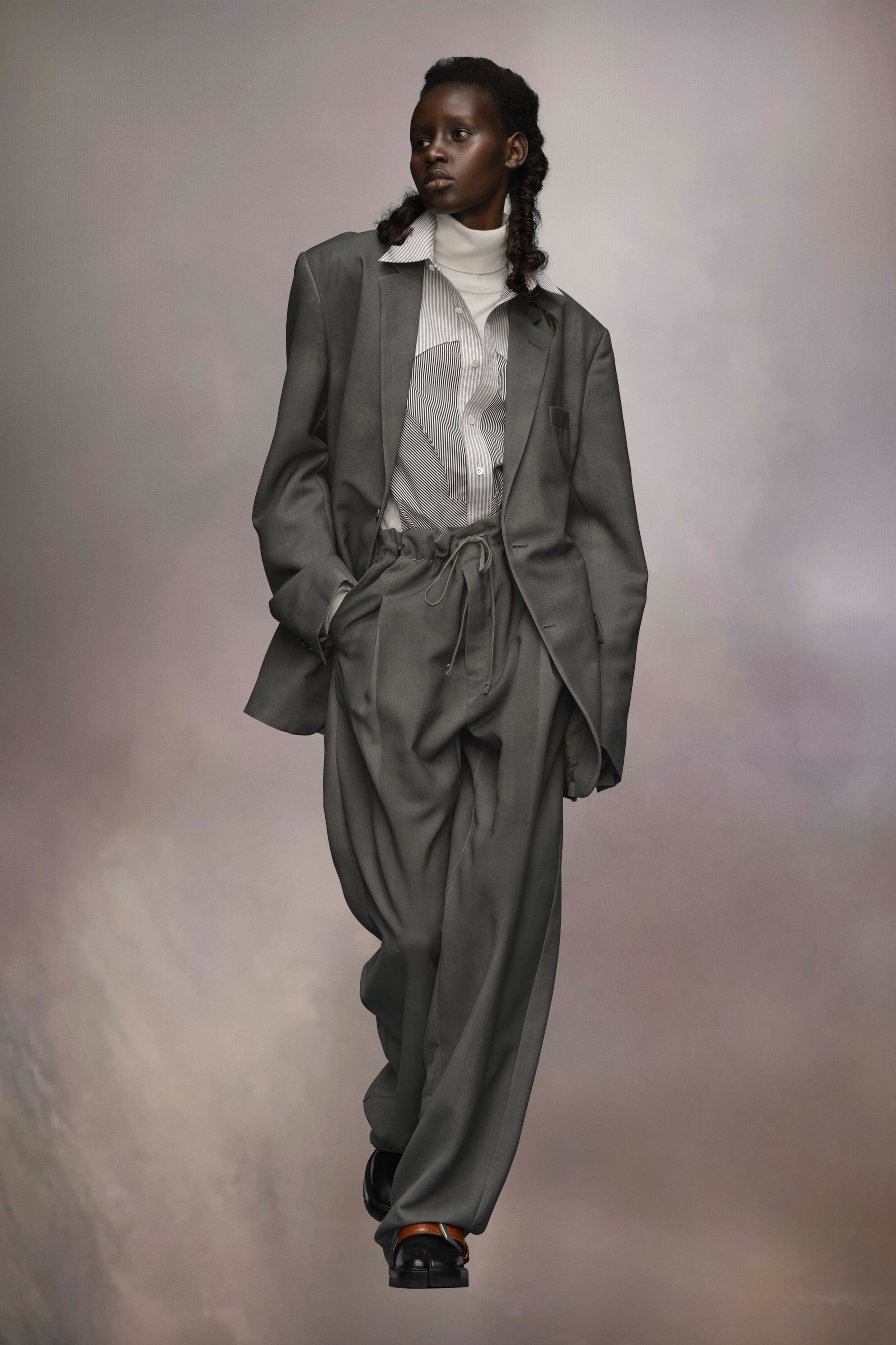 Veste de costume en laine mohair Taupe foncé