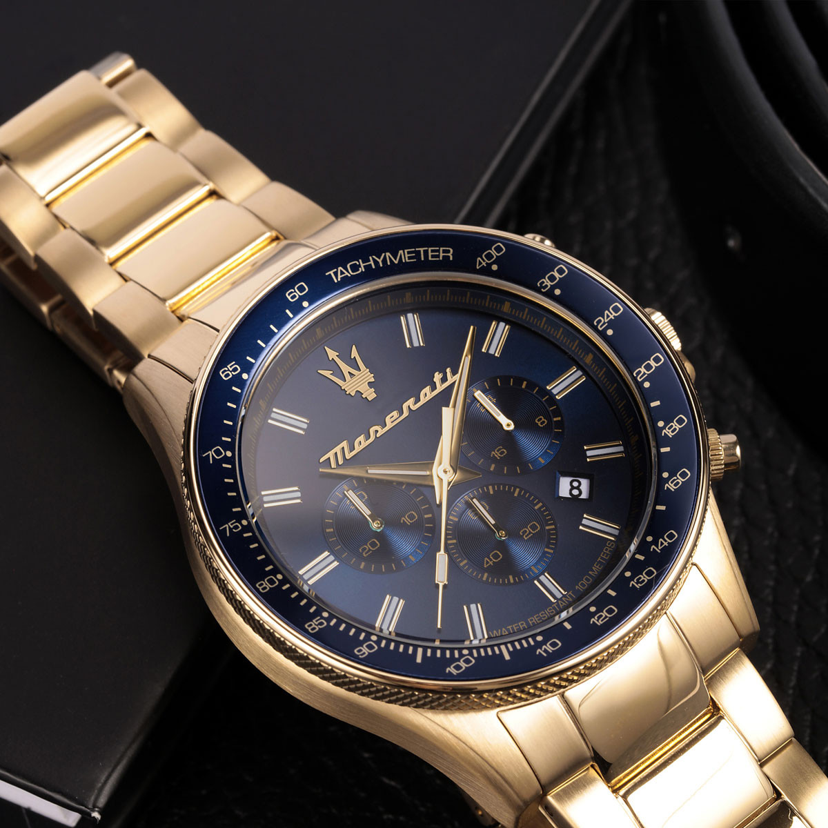 Montre MASERATI homme bracelet acier inoxydable doré jaune