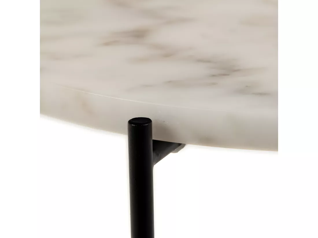 Tangara - Table d'appoint ronde en marbre ø42cm - Marbre blanc