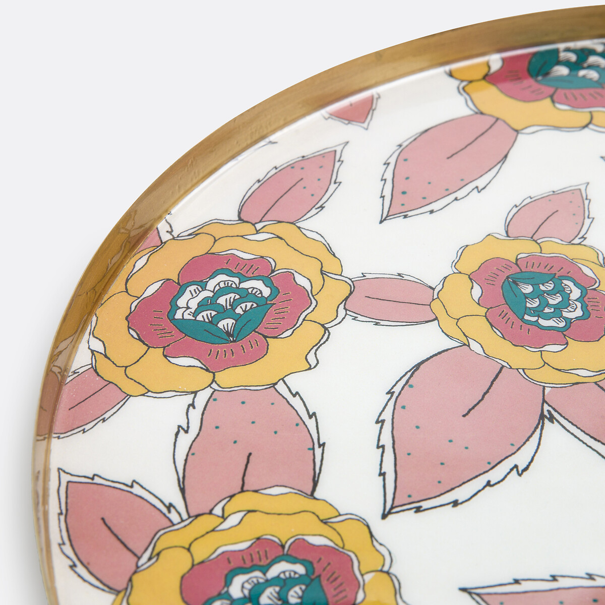 JAMINI x LA REDOUTE INTERIEURS<br>Bandeja redonda em aço metálico estampado, Chandi