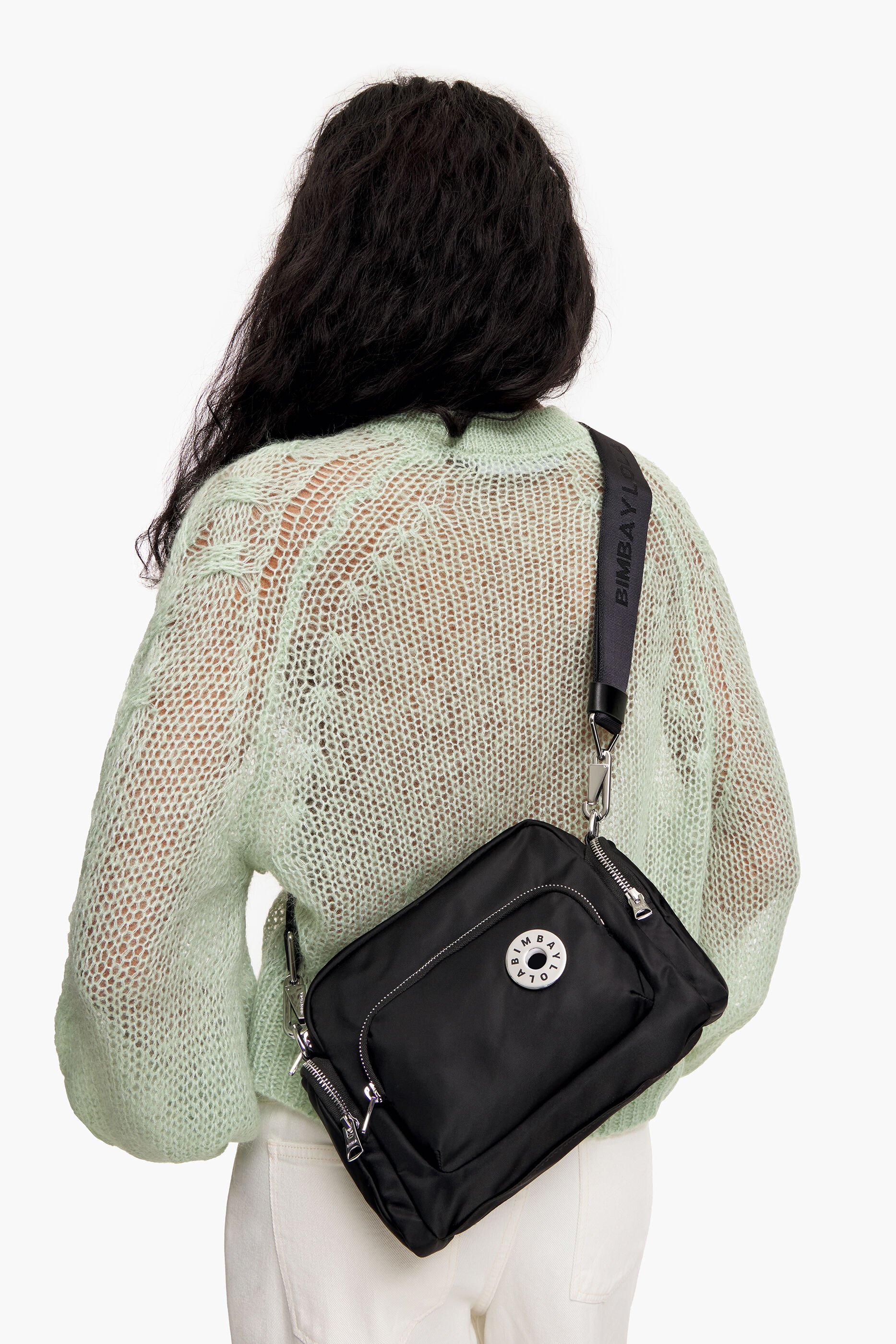 Bolsa de ombro M em nylon preto