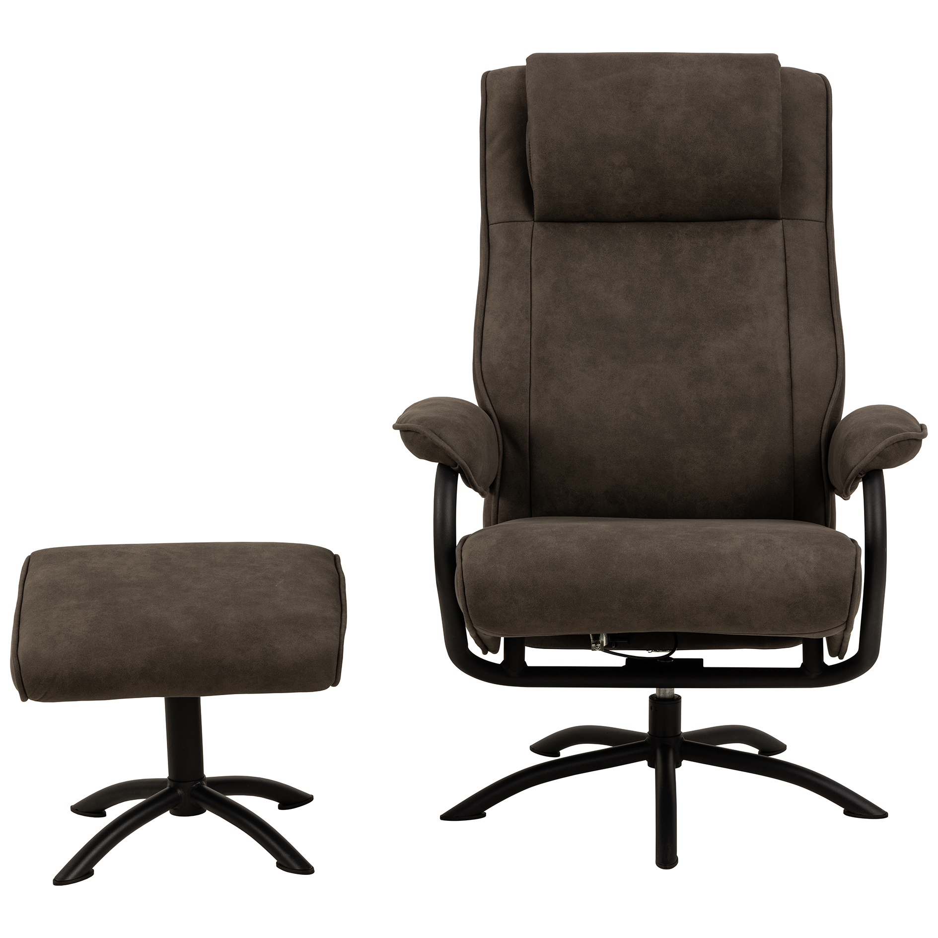 Recliner-Sessel HAYES - grau - matt schwarz - mit Hocker