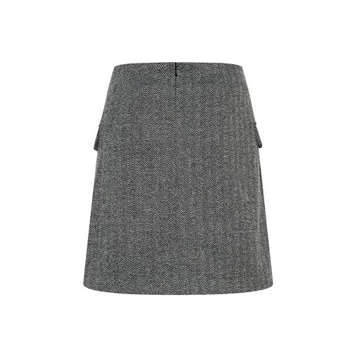 Ichi Kate Jacquard Nederdel, Black/White Herringbone, S