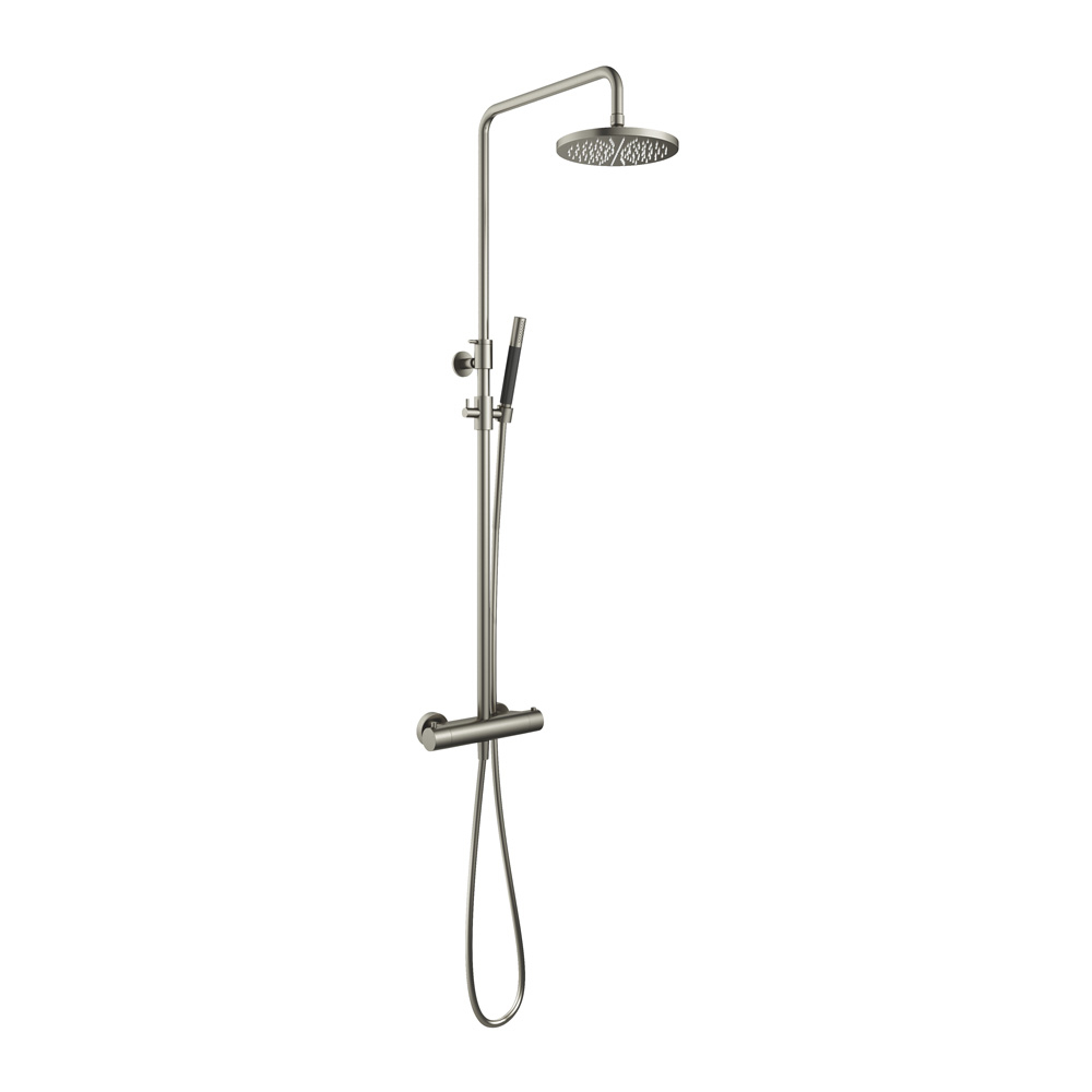 Hotbath Cobber SDS9GN thermostatische opbouw doucheset met ronde handdouche en 30cm hoofddouche geborsteld nikkel