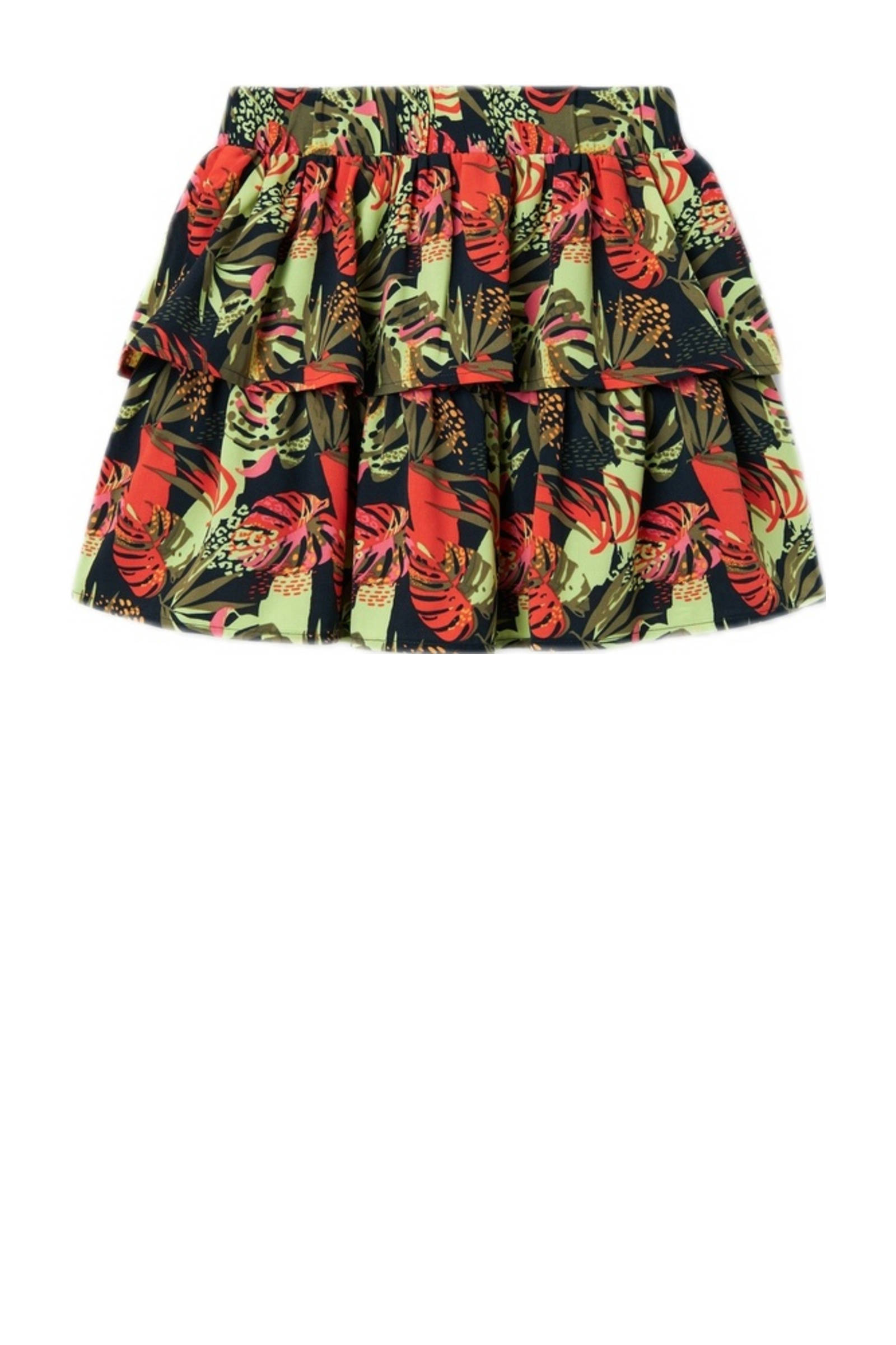 NAME IT gebloemde rok NKFVINAYA groen/donkerblauw/rood