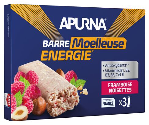 Barres énergétiques Apurna Moelleuse Framboise/Noisette - 3x40g