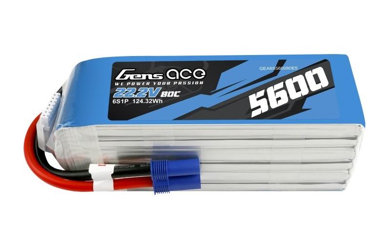 RC-Akku LiPo 5600 mAh 22.2 V 80C<br>6S Softcase LiPo Akku mit EC5 Stecker