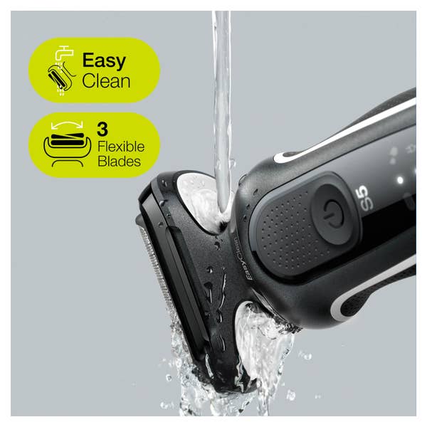 Braun Series 5 51-W4650cs Elektrorasierer für Herren mit 2 EasyClick-Aufsätzen, Ladestation, Weiß