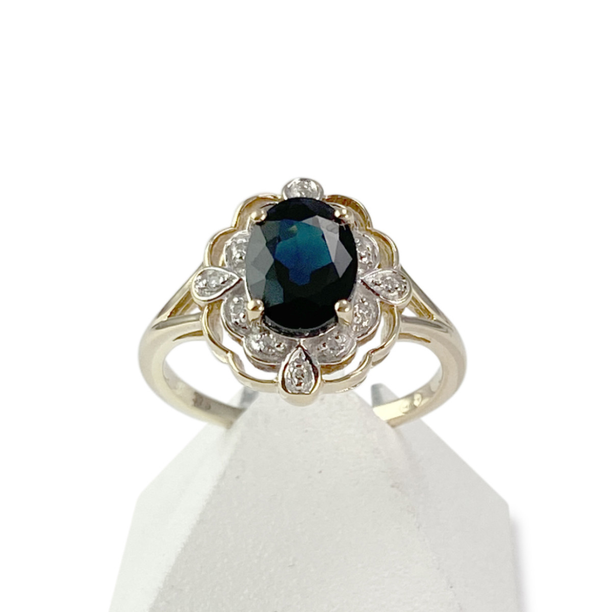 Bague d'occasion or 375 2 tons saphir et diamants