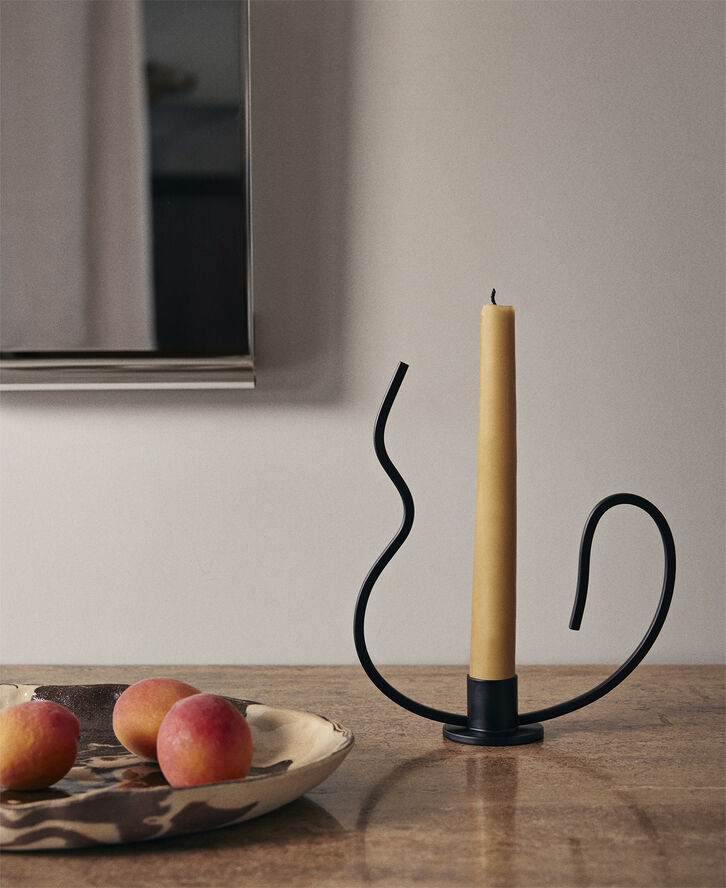 ferm LIVING Valse Candle Holder - Low - Black Black