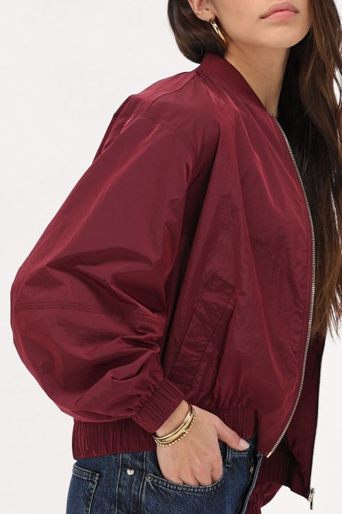 Burgundy bomber jacket