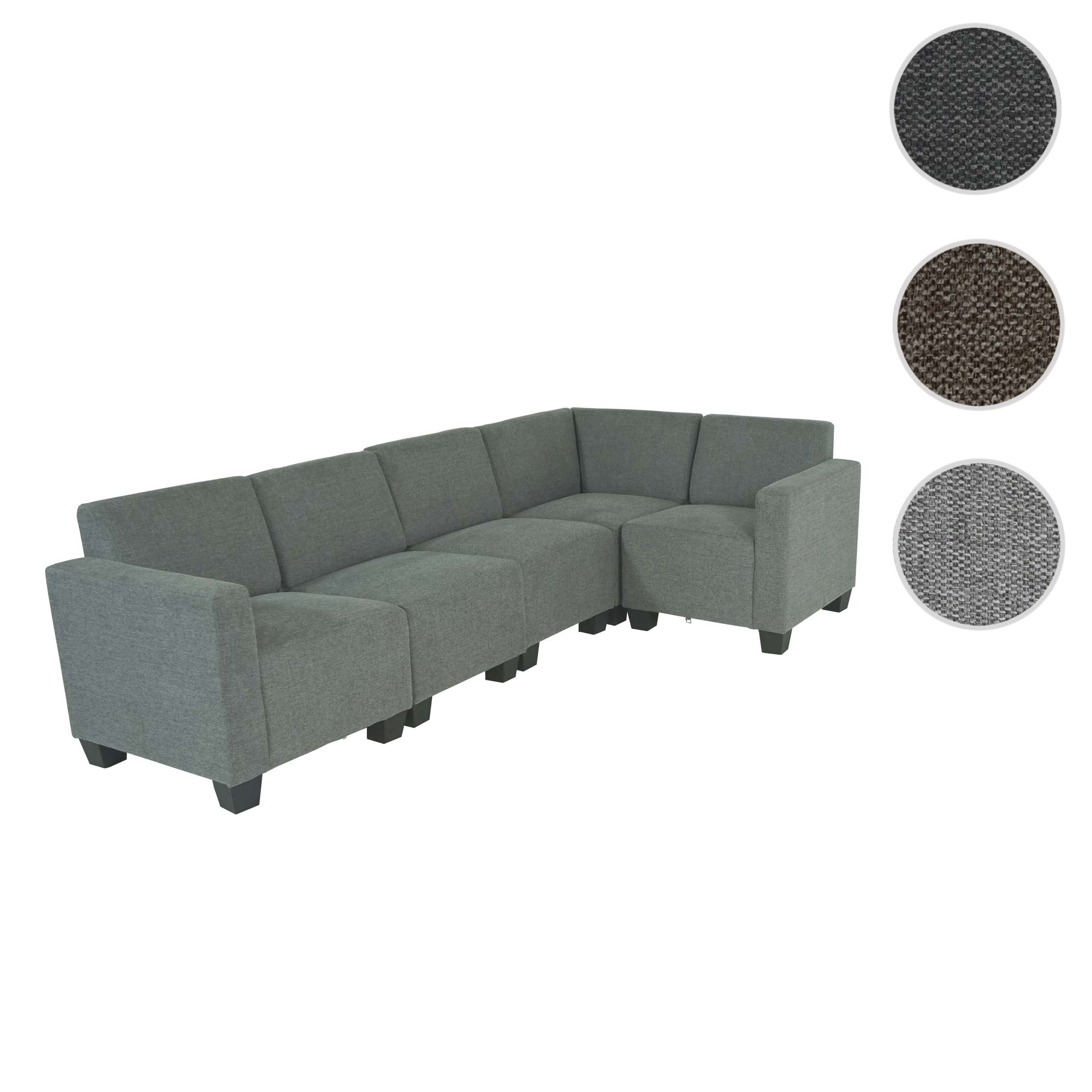 Modular Sofa-System Couch-Garnitur Moncalieri 5, Stoff/Textil ~ grau