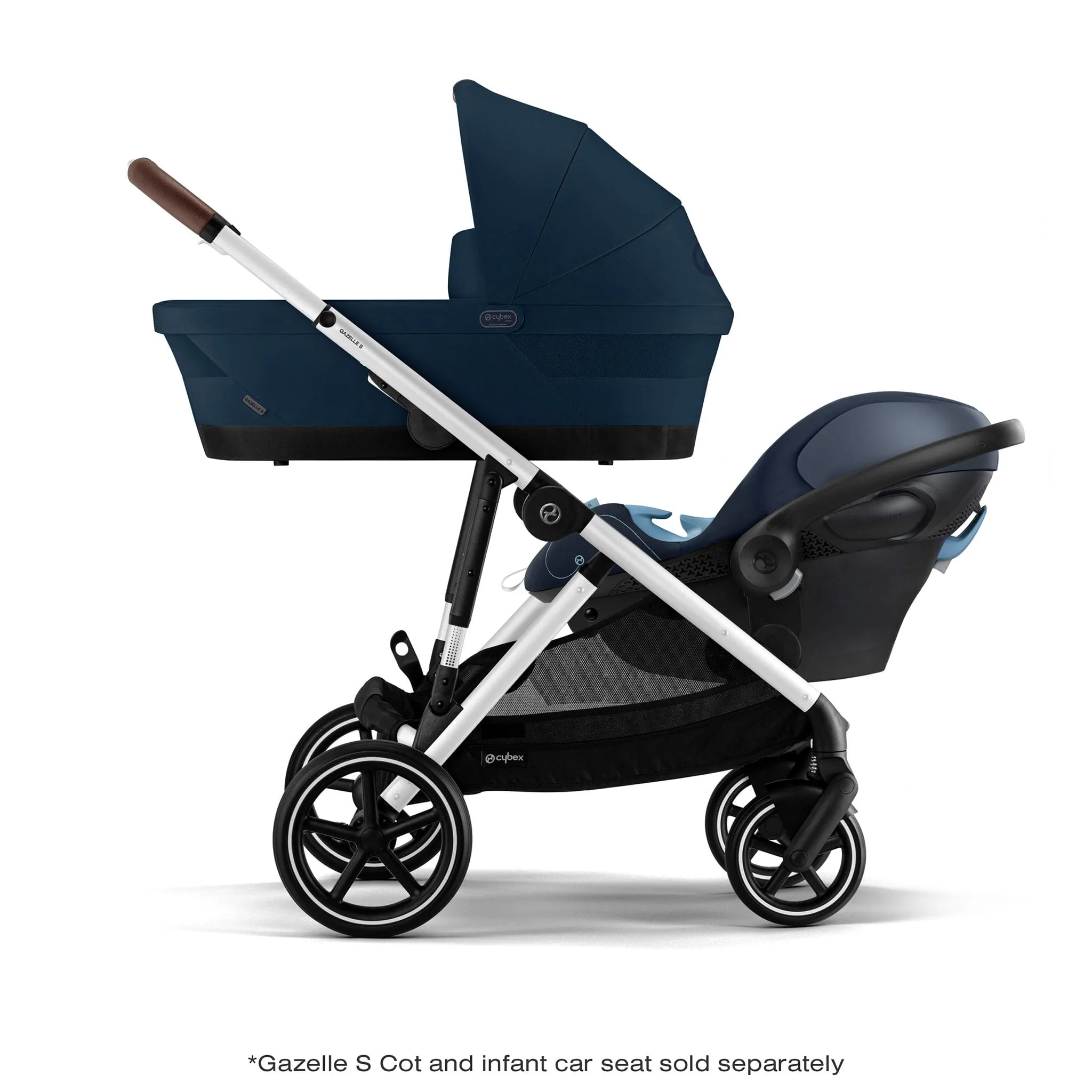 Cybex Poussette Gazelle S 2 – Châssis couleur argent avec siège Bleu Océan