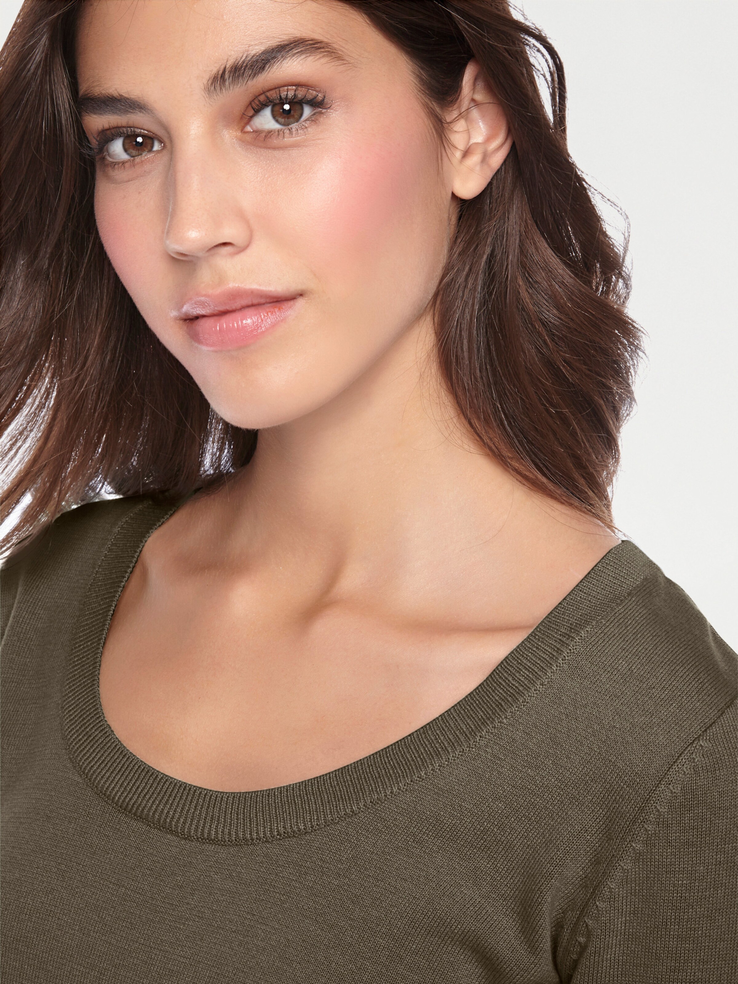 heine Rundhals-Pullover in oliv