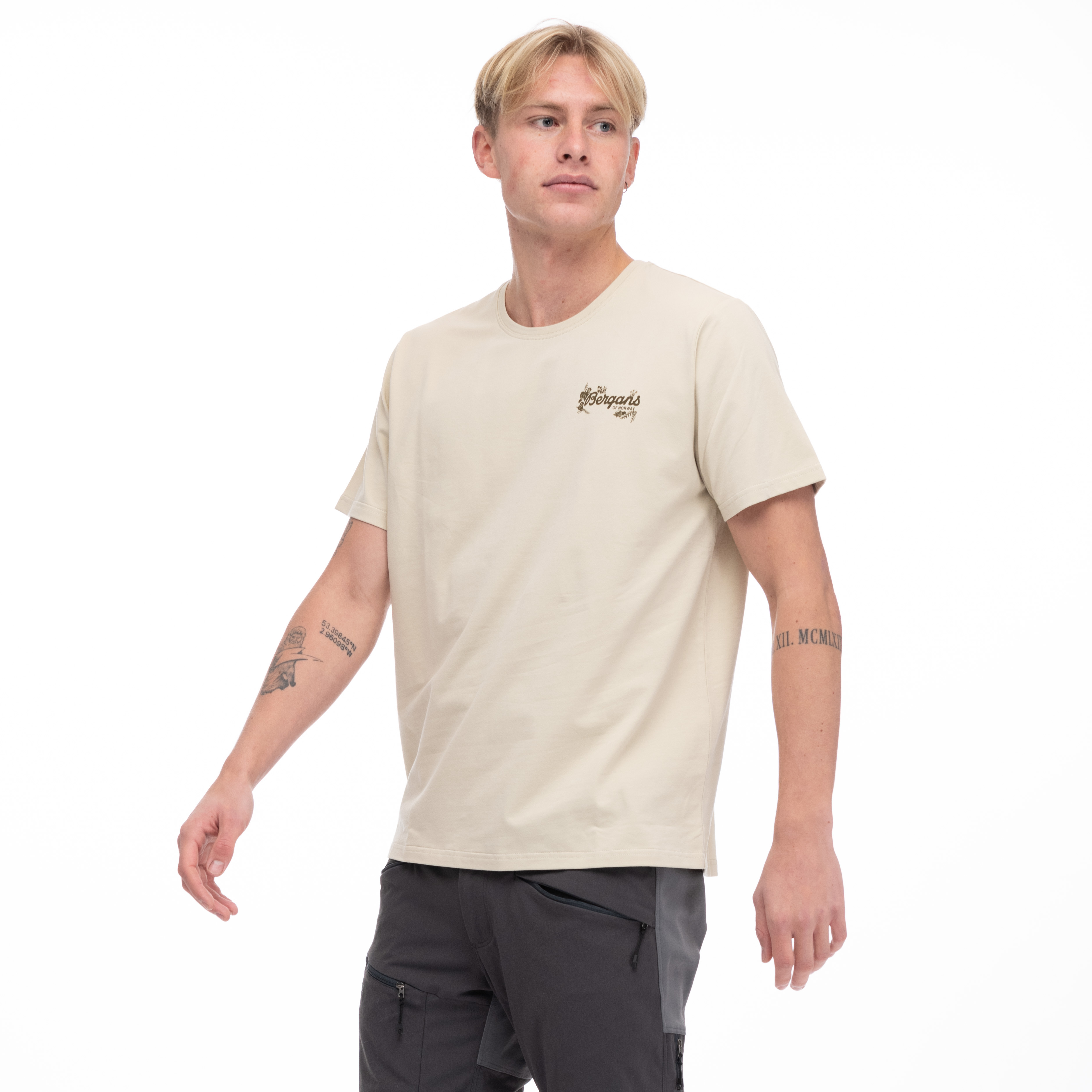 Graphic Tee Herre Chalk Sand/Dark Olive Green