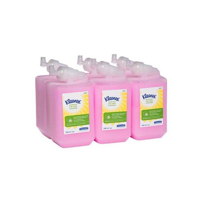 6x Kleenex Handzeep 6331 Kleenex 1000ml Handreiniger Kimcare General roze doos a6flacons (6331)