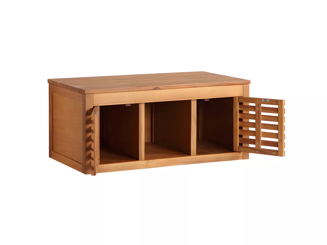 Meuble de salle de bain suspendu en bois d'acacia avec simple vasque - 90 cm - PENEBEL