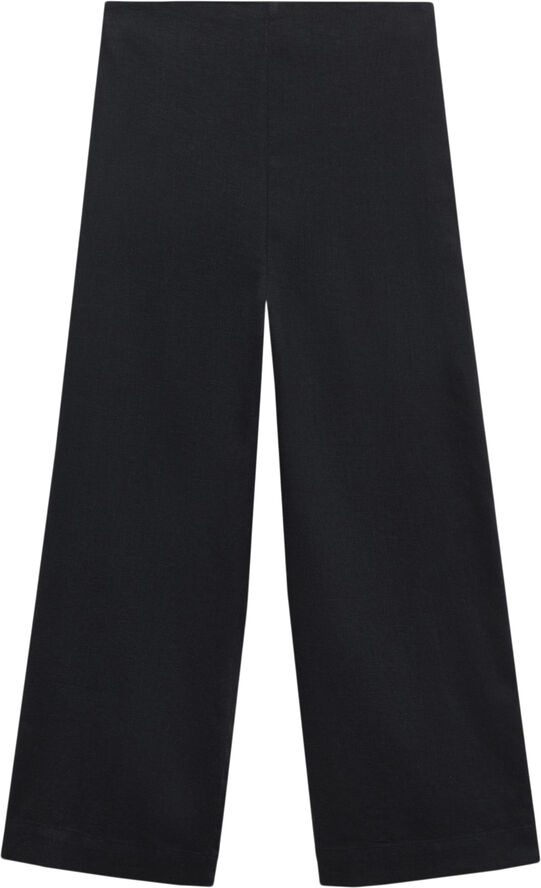 MANGO Wideleg linen trousers Black