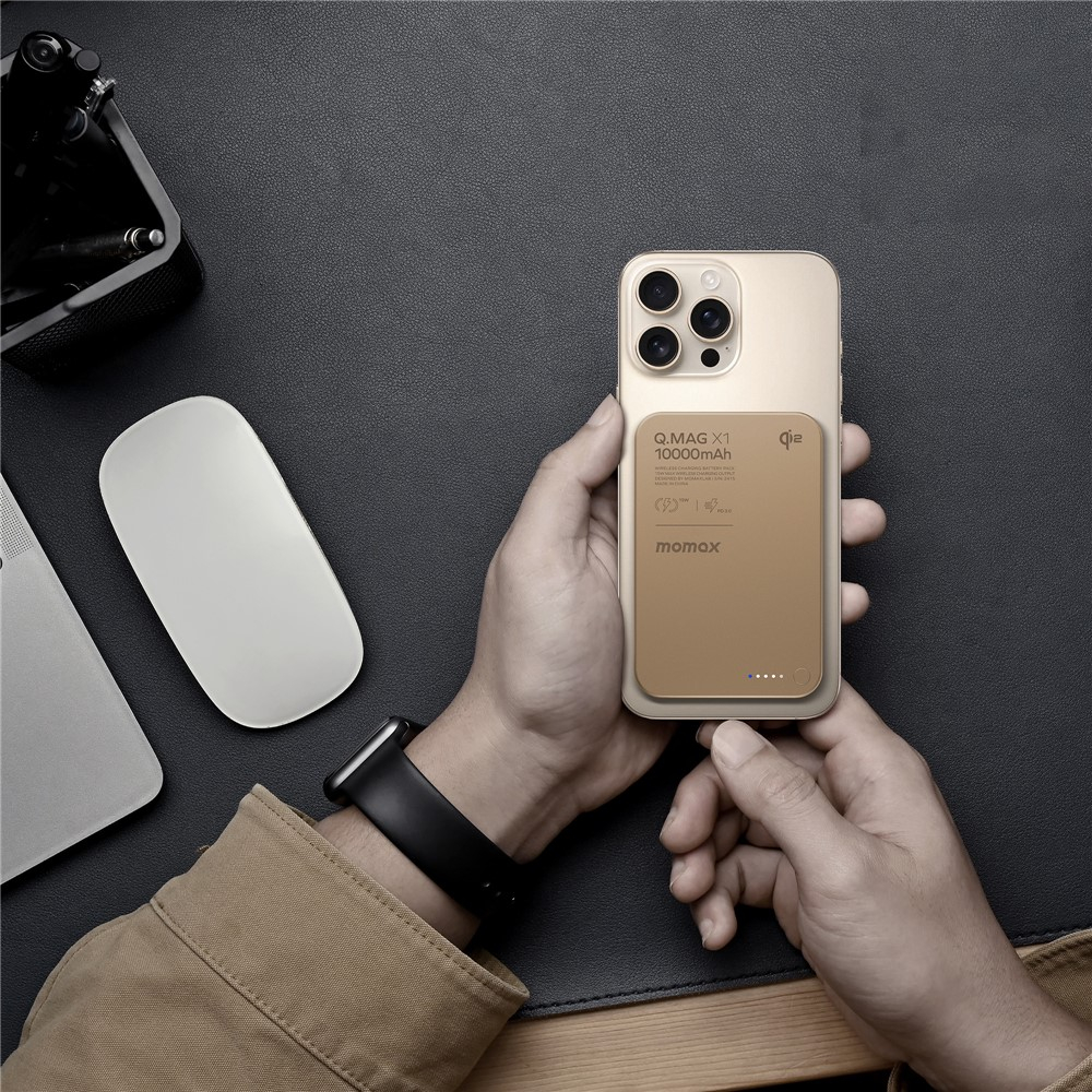 (20W) 10000mAh Powerbank USB C Ladegerät MagSafe Qi2 Wireless Charger PD - Gold