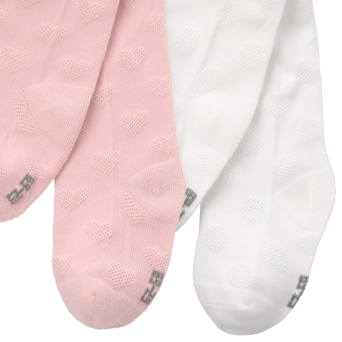 Topomini 2 Baby Strumpfhosen mit Ajour-Muster weiss / rosa