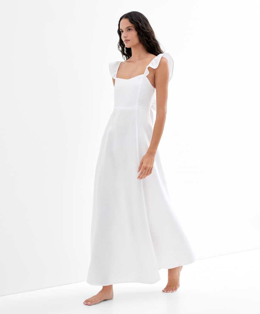 Vestido longo de linho com alças