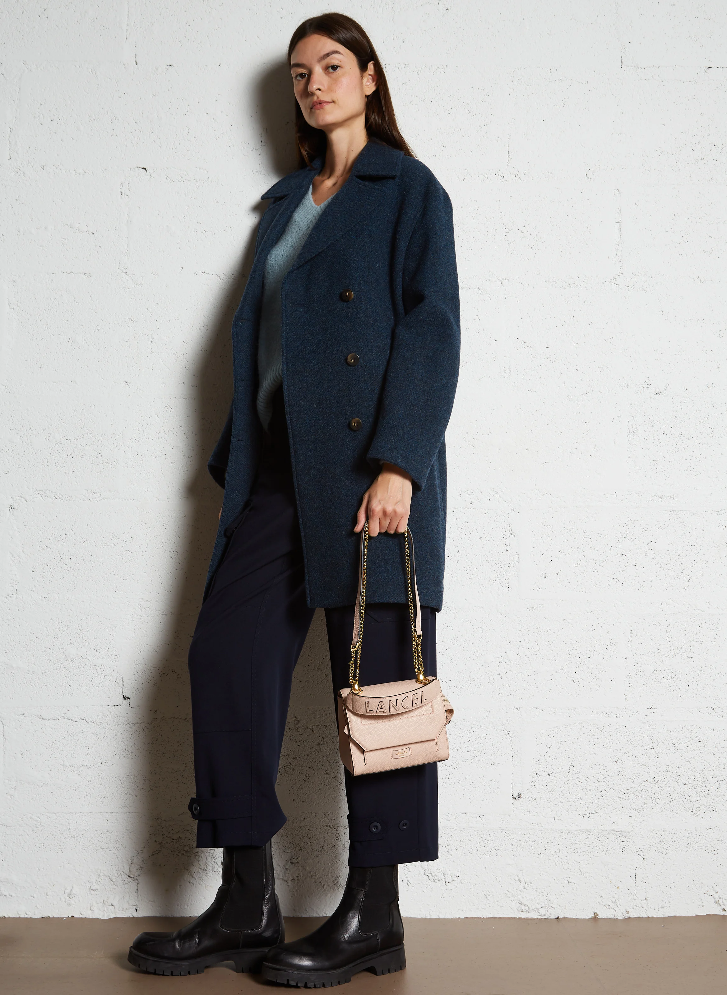 NINON S - Sac à rabat petit modèle en cuir grainé | Rose