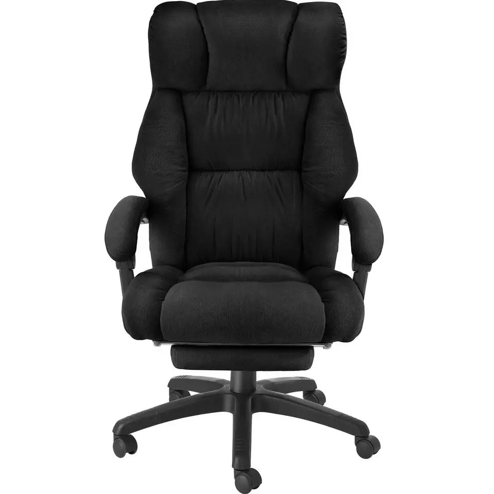 tectake Bureaustoel Jillien met voetsteun en veloursbekleding, Zwart