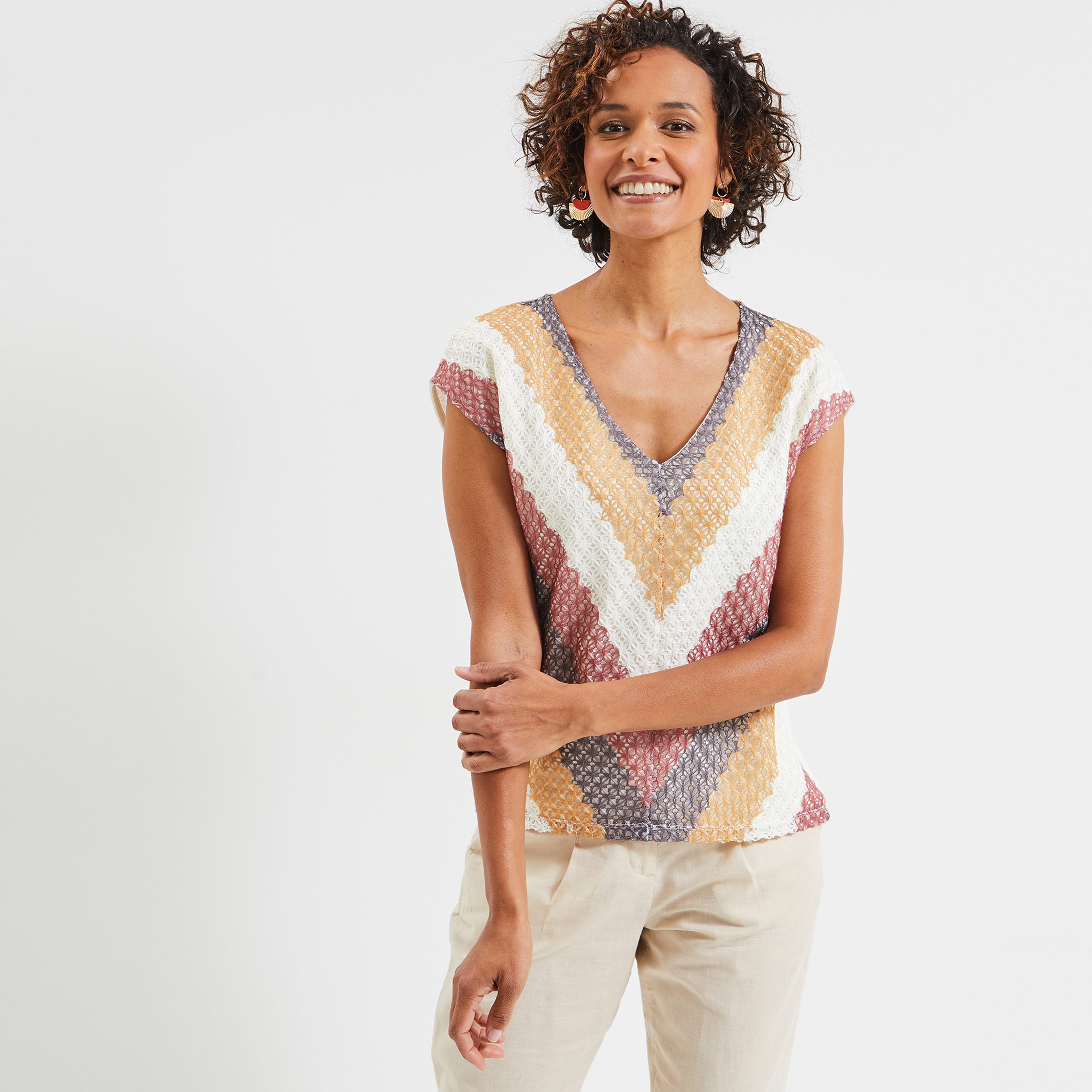 Tshirt crochet femme - ECRU