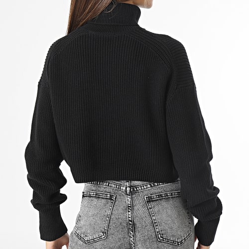 Pull Col Roulé Crop Femme Liv Twist Noir