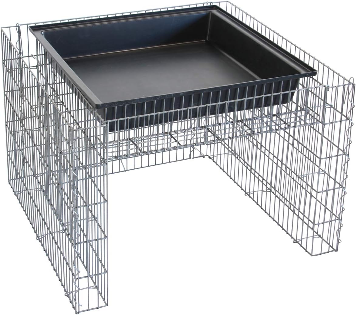 bellissa - Zink-Aluminium, Gabionen Mähroboter-Garage - 97296 - Bepflanzbare Rasenmäher-Garage mit Pflanzschale, Silber - 75x75x53 cm