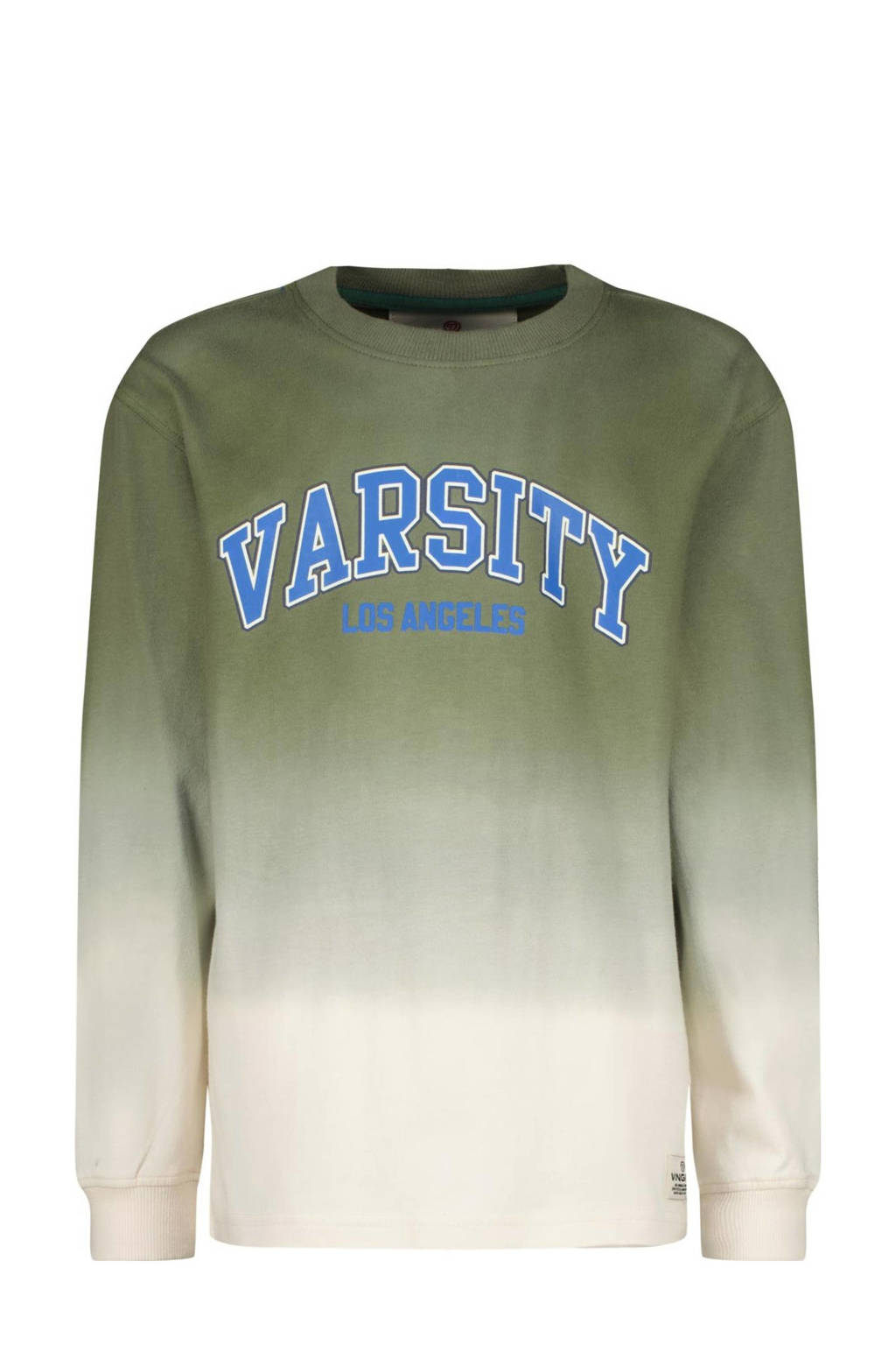 Vingino longsleeve Jufto met printopdruk groen/beige