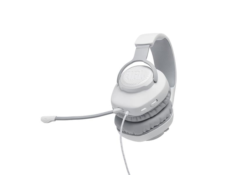 JBL Headset Quantum 100 Weiss Kabelgebundenes Over-Ear-Gaming-Headset mit abnehmbarem Mikro