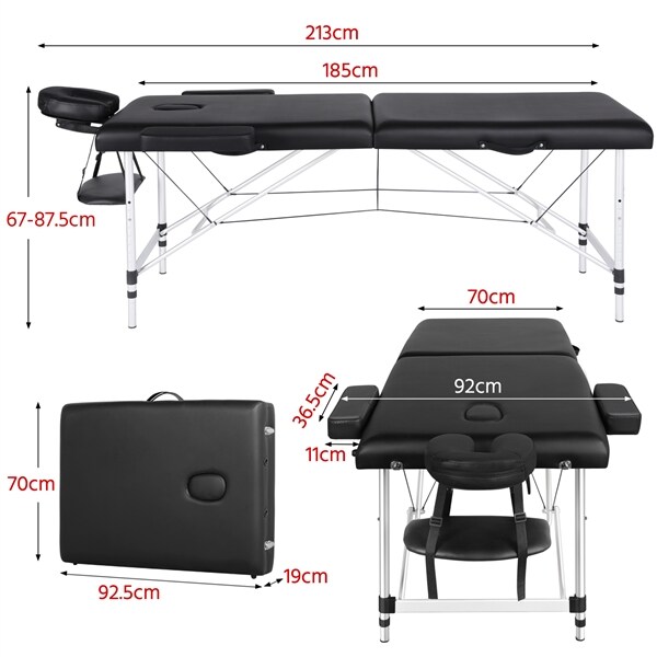 Yaheetech Massageliege Alu Massagetisch Klappbar Massagebett Massagestuhl mit 2 Zonen höhenverstellbar mit Tragetasche, belastbar bis 250kg