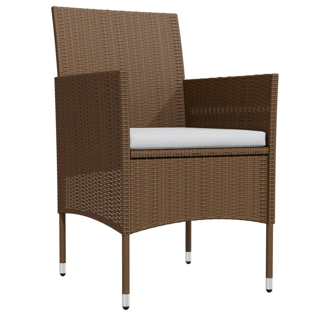 Mobilier de salle à manger de jardin coussins 7 pièces marron/noir
