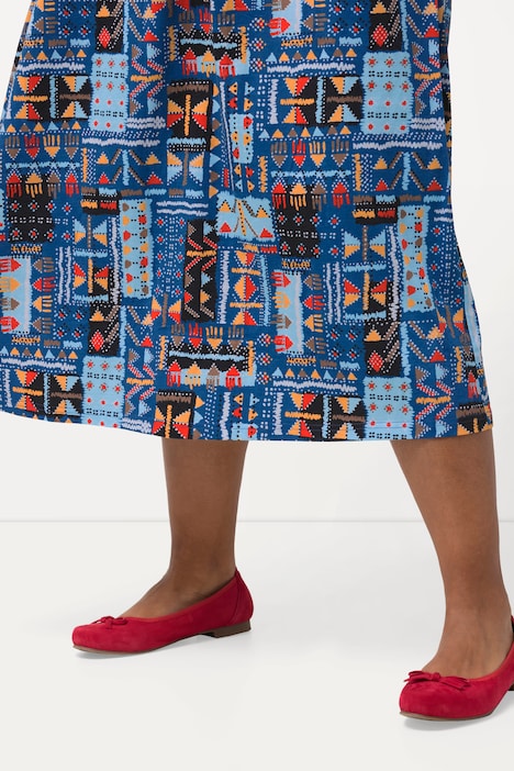 Jerseykleid, A-Linie, Tunika-Ausschnitt, ärmellos