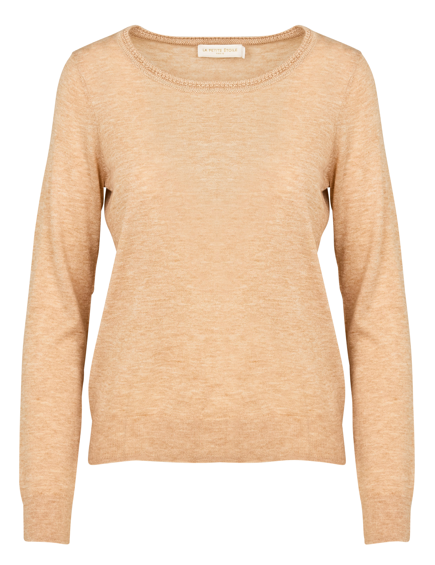 MARIE - Pull col rond droit en maille | Marron