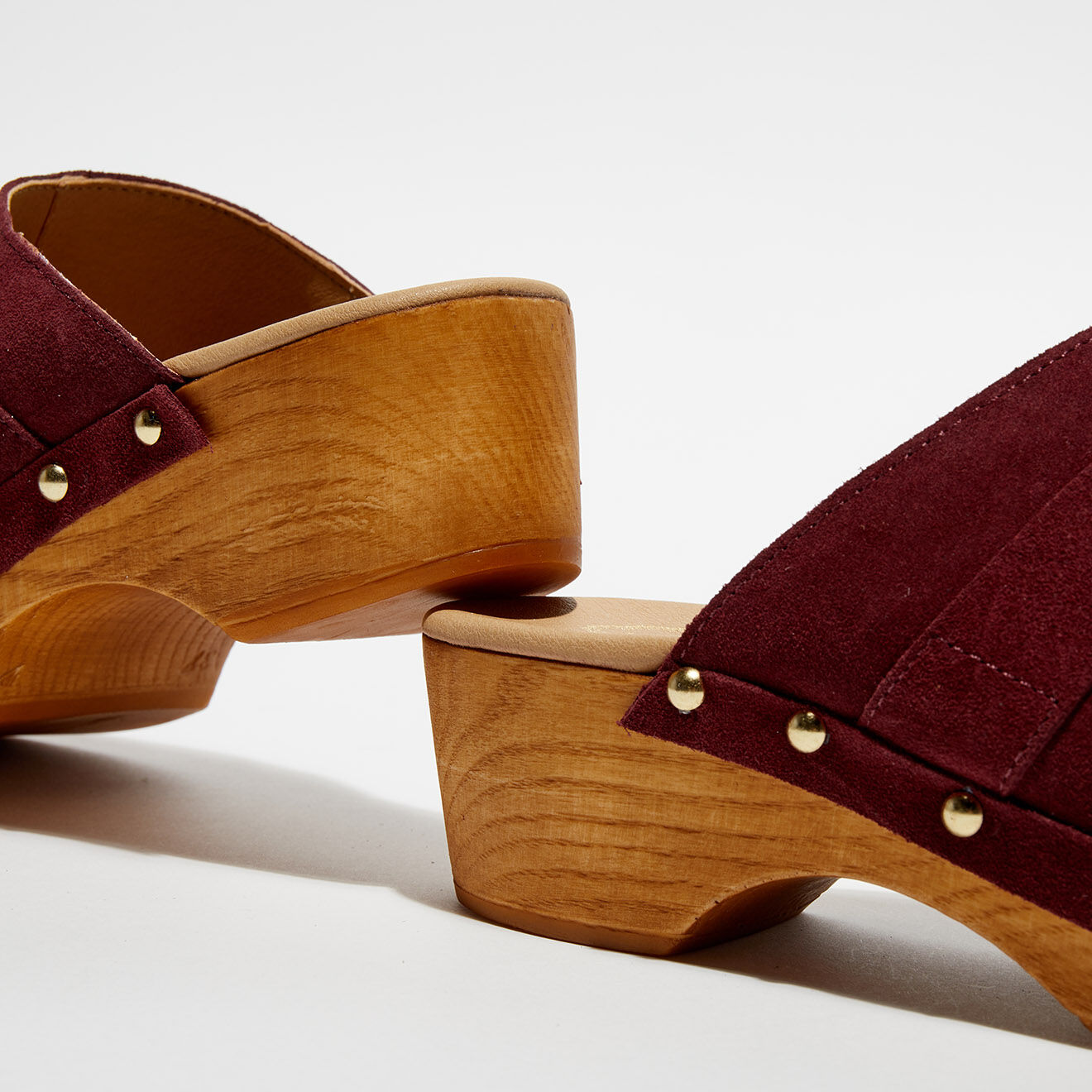 Apologie Studio Sabots en Velours de Cuir Sofia bordeaux - Talon 5 cm